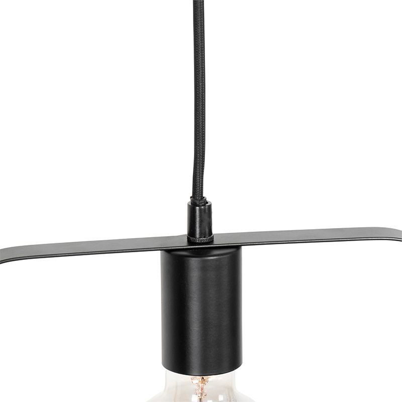 Moderne hanglamp zwart met glas rechthoekig - Roslini
