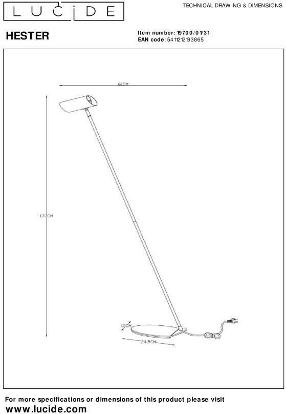 Lucide   Hester Vloerlamp