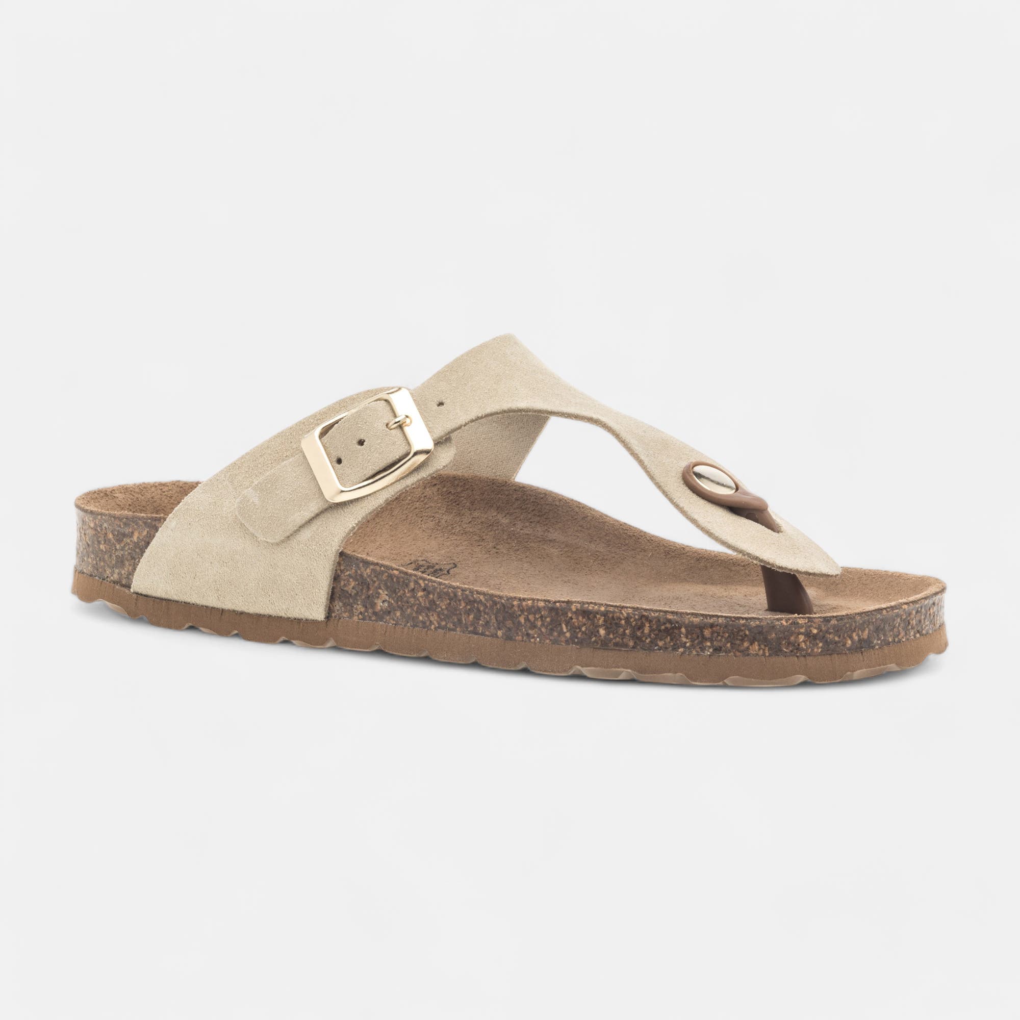 Mules semelle liège Femme en cuir beige
