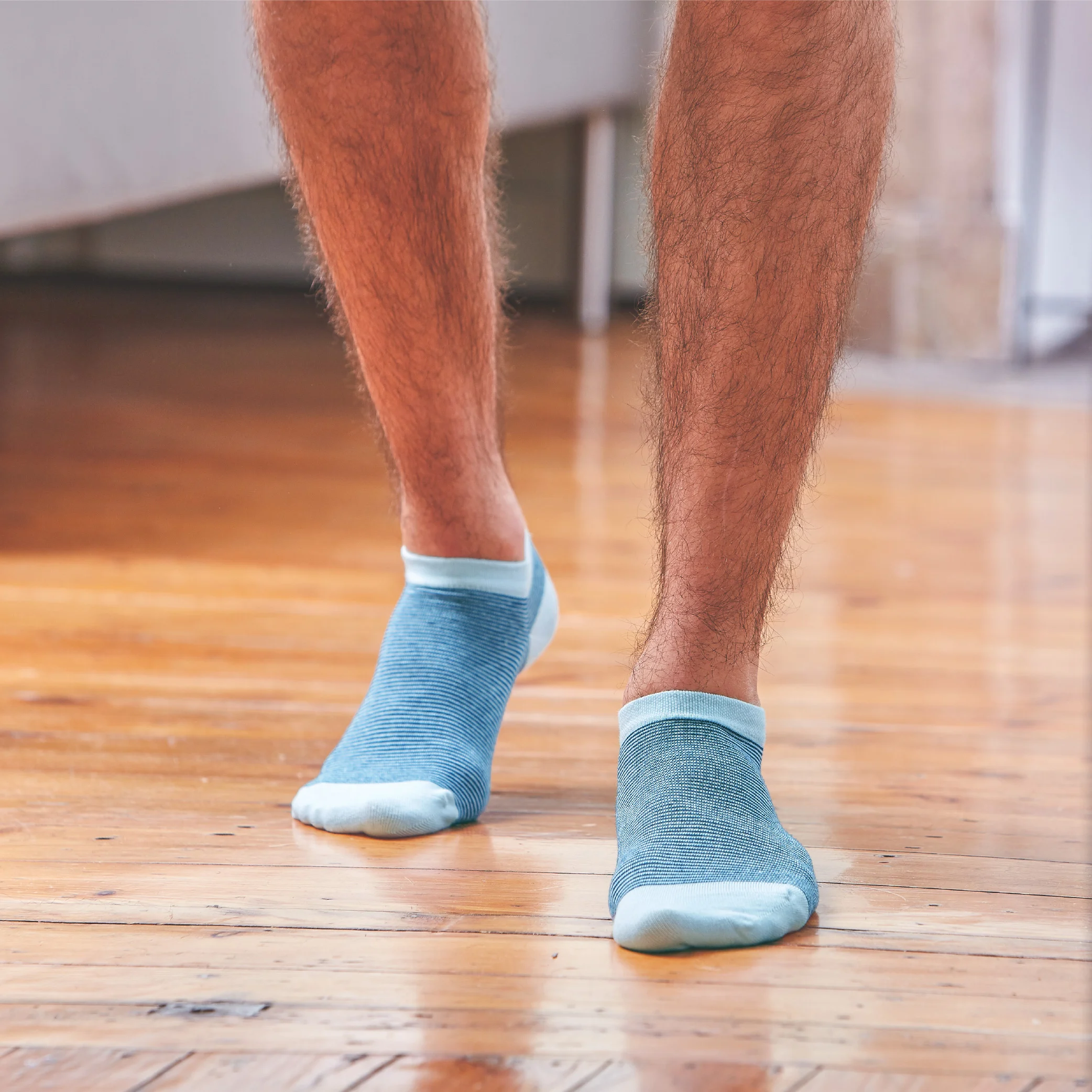 BLEU MARINE - Socquettes en coton peigné rayées | Bleu
