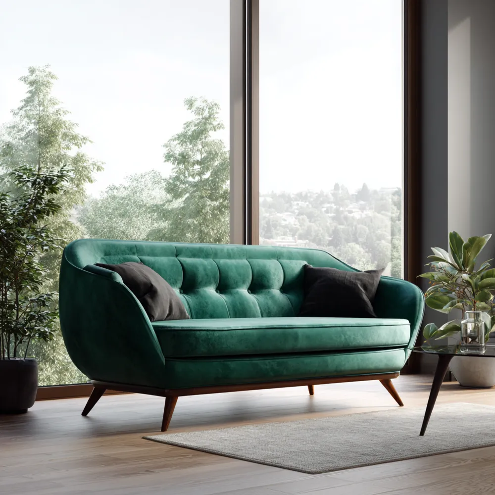 2-Sitzer-Sofa Samt 150x85x75 cm - Grün - Modernes Design