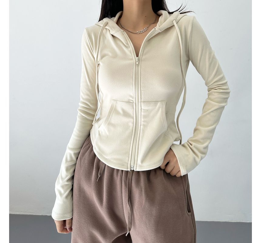 Tiny House - Effen cropped hoodie met rits