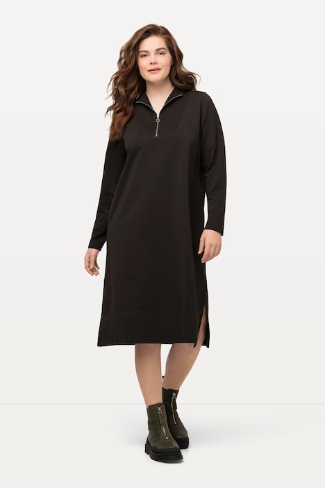 Sweatkleid, Midikleid, Stehkragen, Langarm, Biobaumwolle
