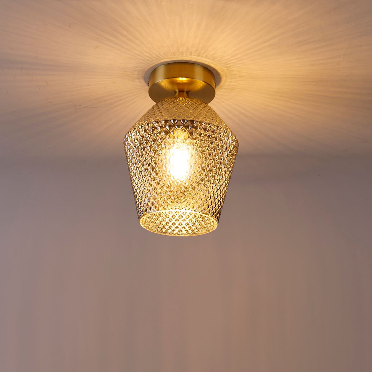 Smart plafondlamp messing met smoke glas incl. Wifi A60 - Karce