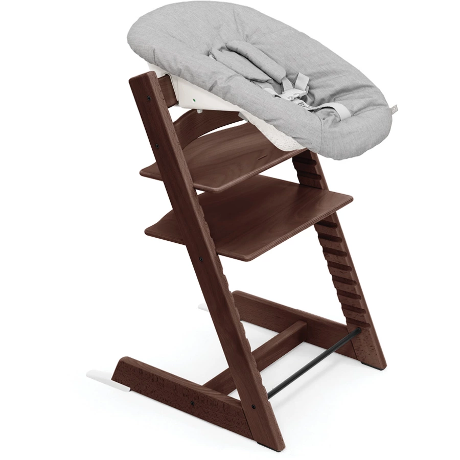 STOKKE® Tripp Trapp® Hochstuhl Buche walnussbraun inkl. Newborn Set™ Grey