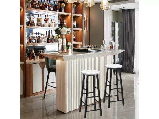 Tabourets de bar lot de 2, chaise de bar industrielle avec repose-pieds (blanc)