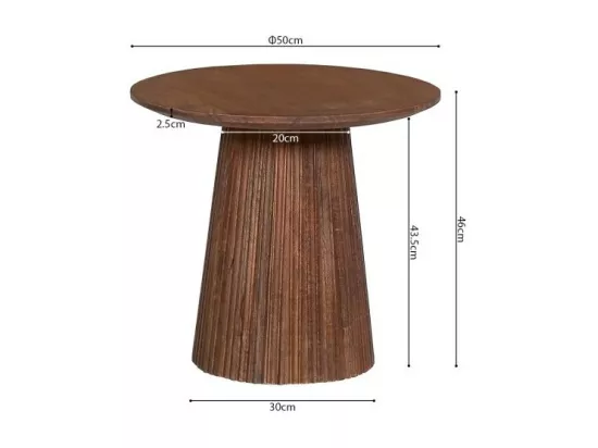 Table basse collection RIMBAUD effet bois brun clair diamètre 50 cm