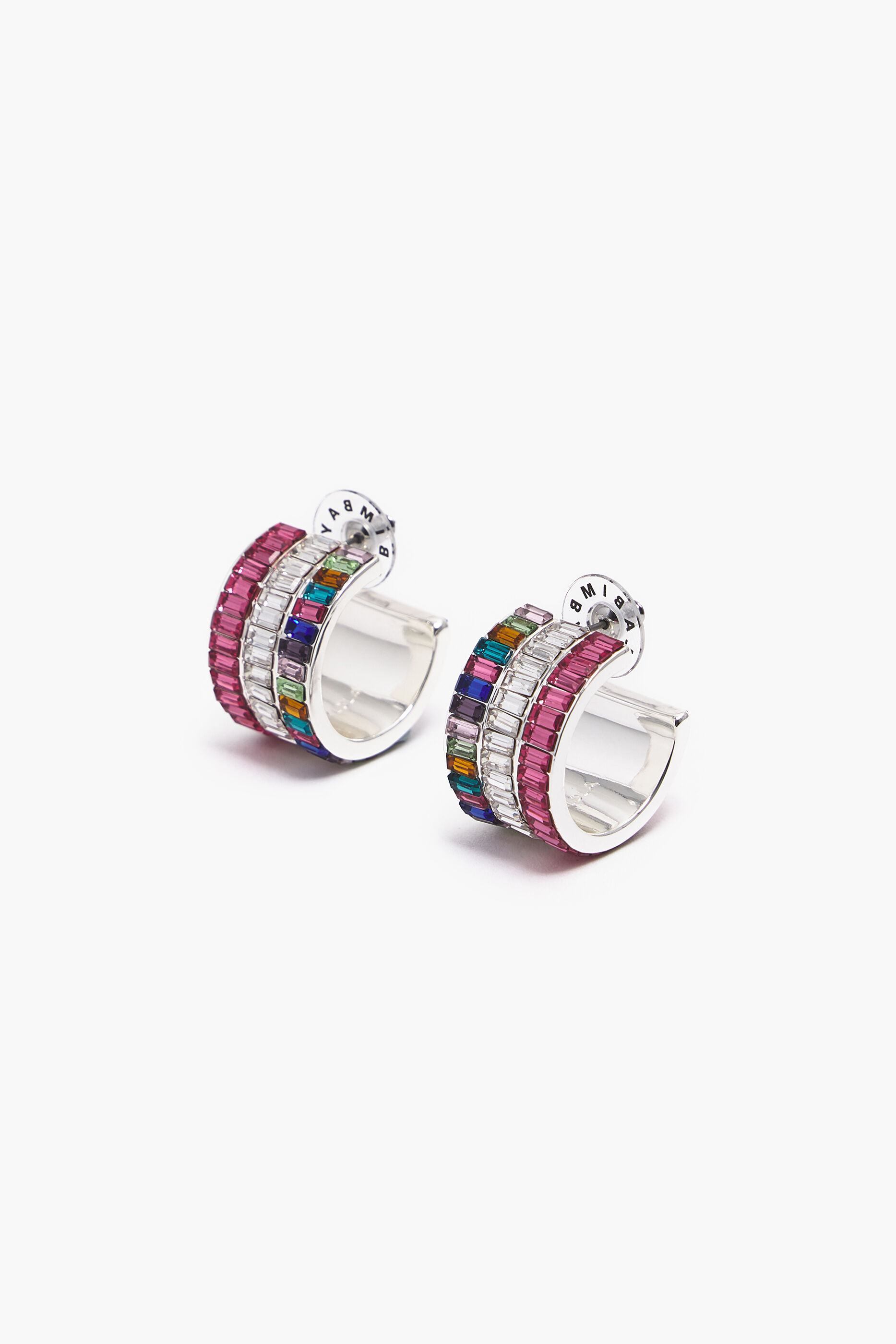 Brincos de argola com cristais multicoloridos