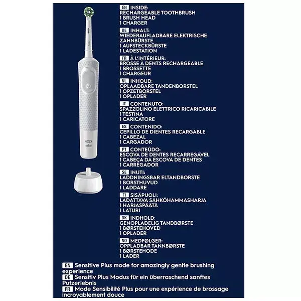 Escova de dentes elétrica Oral-B Vitality Pro branca com 1 cabeça de escova.