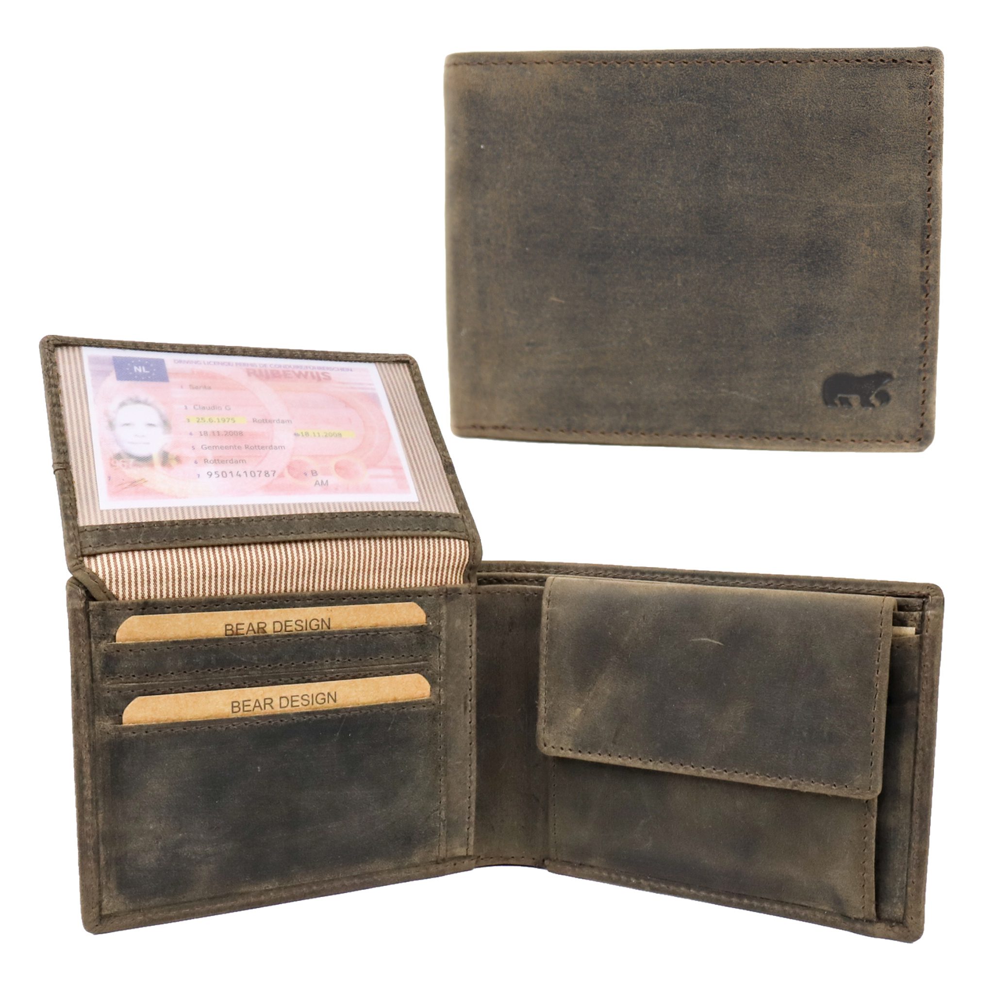 Bear Design Dark Nature Heren Billfold Joep Bruin RFID HD7208