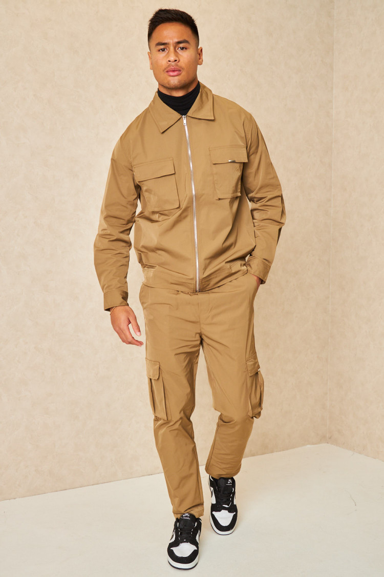 Ensemble camel veste + pantalon cargo