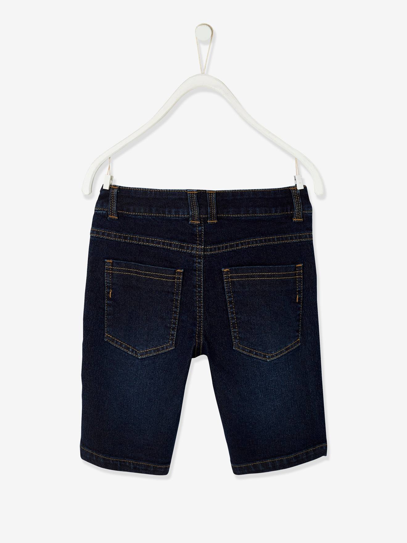 Bermuda jeans azul-escuro lavado para meninos