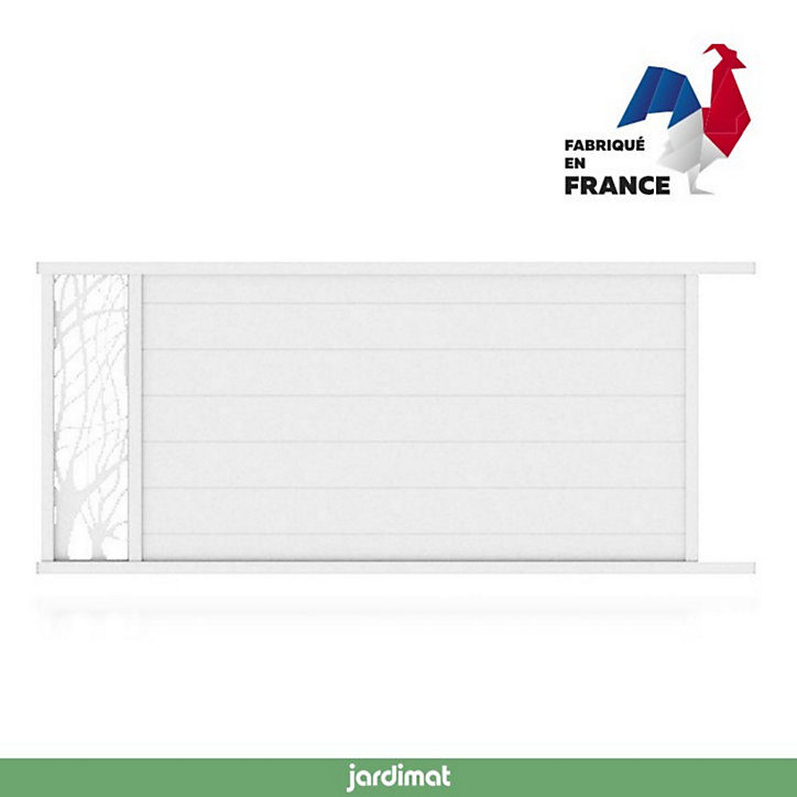 Portail Jardimat coulissant aluminium Fréjus blanc 9016 - 400 x h.170 cm