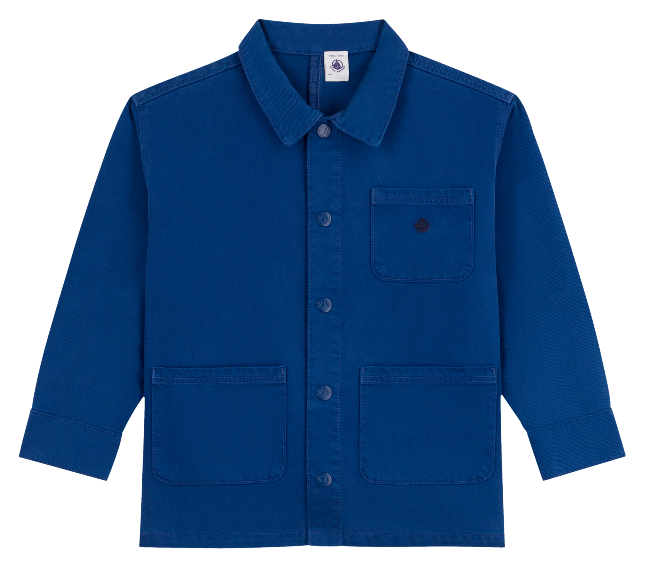 Veste col classique en coton mélangé| Bleu