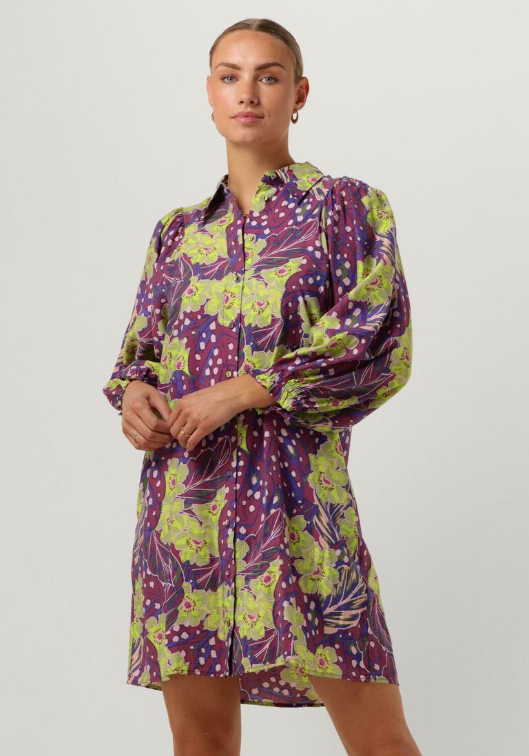 Y.A.S. paarse y.a.s. mini jurk yasemili 7/8 shirt dress s.