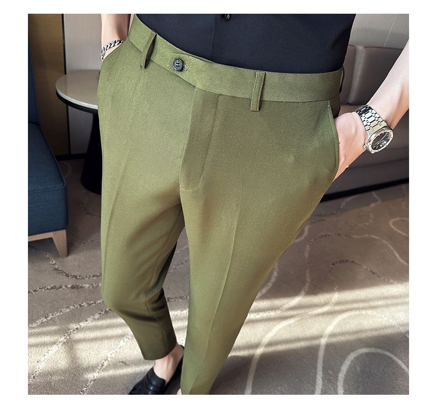 Lefitt - Effen cropped taps toelopende pantalon