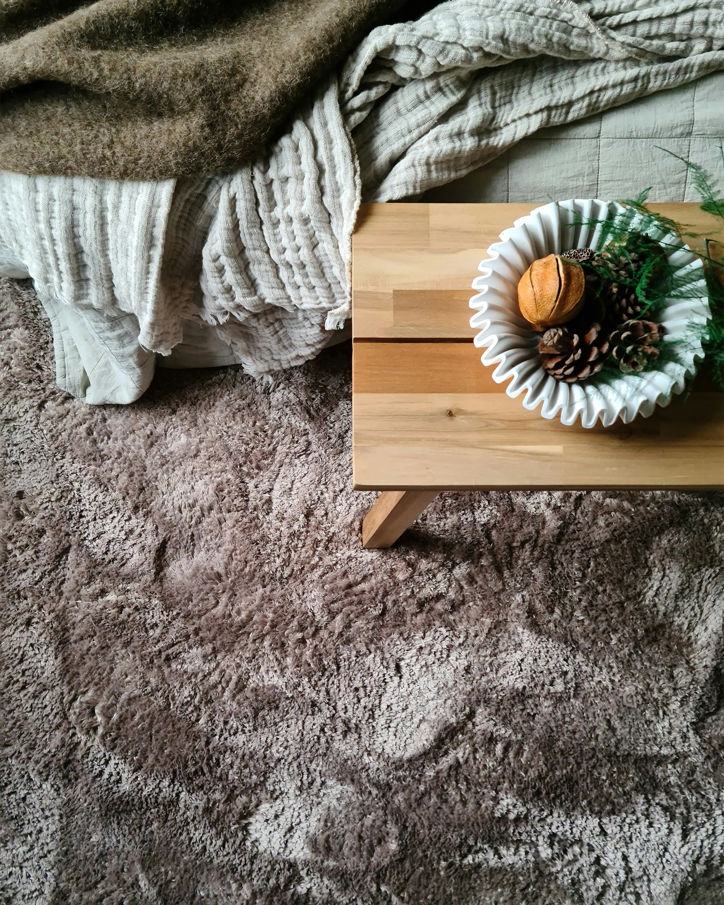 Hoogpoligvloerkleed EVREN Lichtbruin 200 x 200 cm