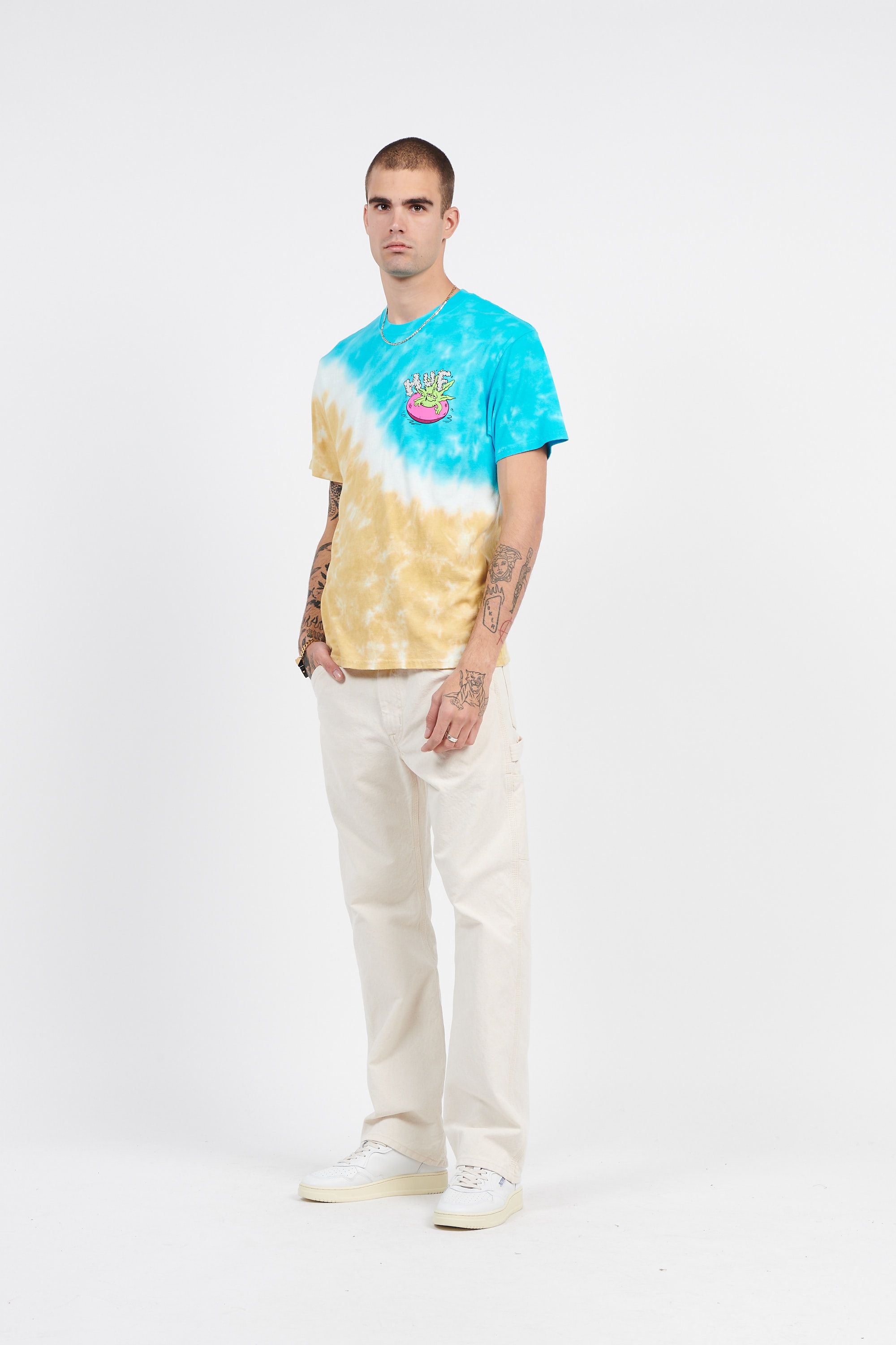 HUF T-shirt LIFES A BEACH SS TIEDYE Beige