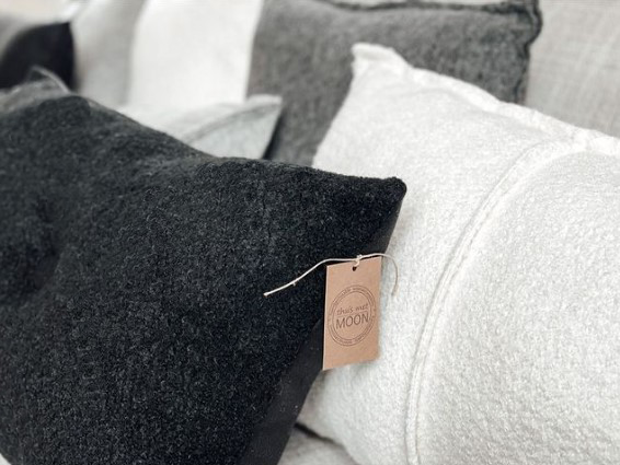 kussen boucle knoop zwart rechthoek