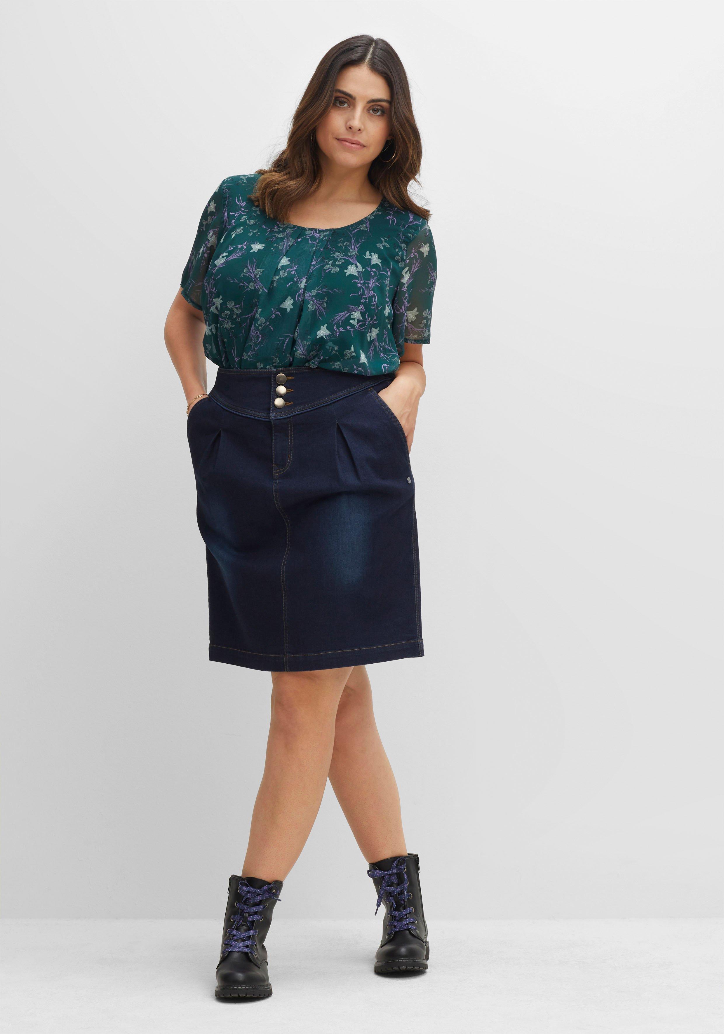 Shirt aus Chiffon mit Alloverdruck und Falten von