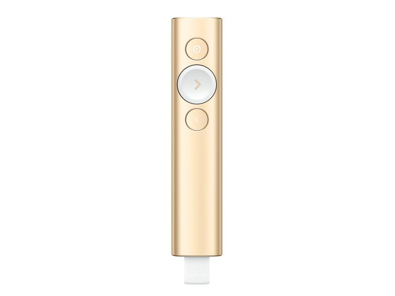 Logitech Presenter Spotlight Gold Innovative Presenterlösung im minimalistischen Design mit digitalem Laserpointer und 30m Reichweite
