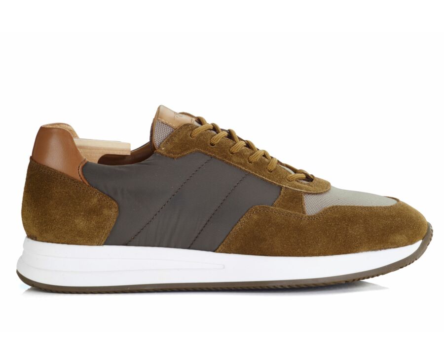 Sneakers homme velours Chamois et Kaki - NIRRANDA
