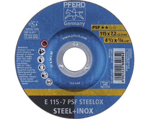 Slijpschijf PFERD PSF STEELOX staal/roestvast staal Ø 115x22,23 mm