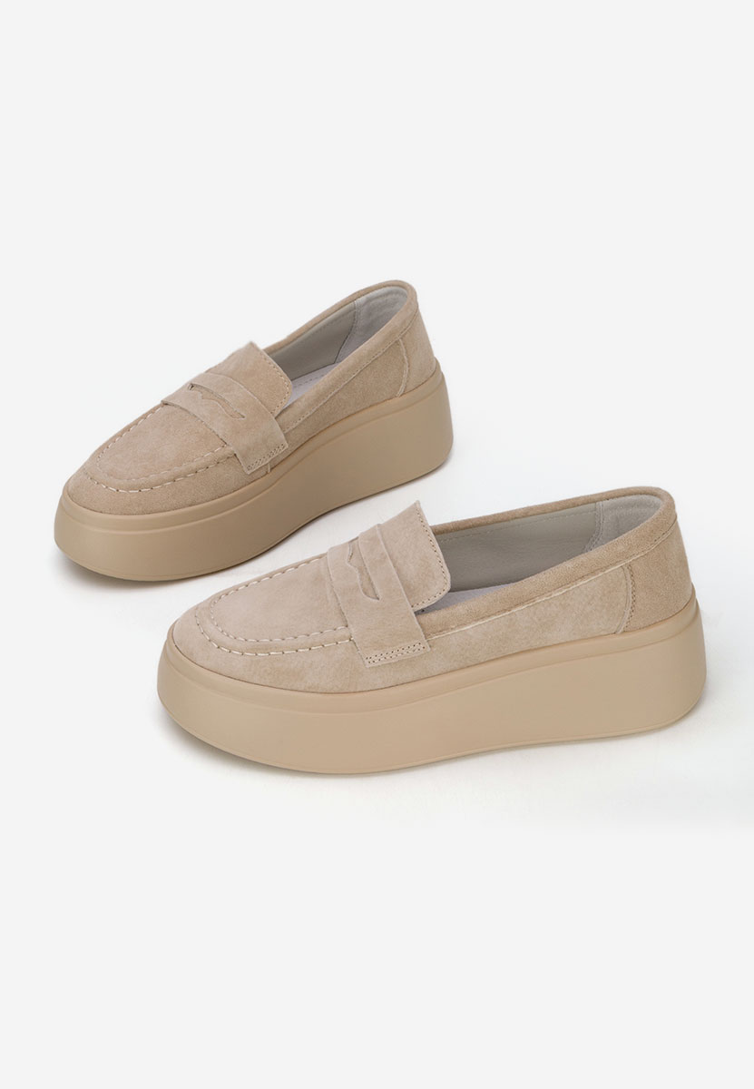 Mocassins semelle epaisse beige Enissea