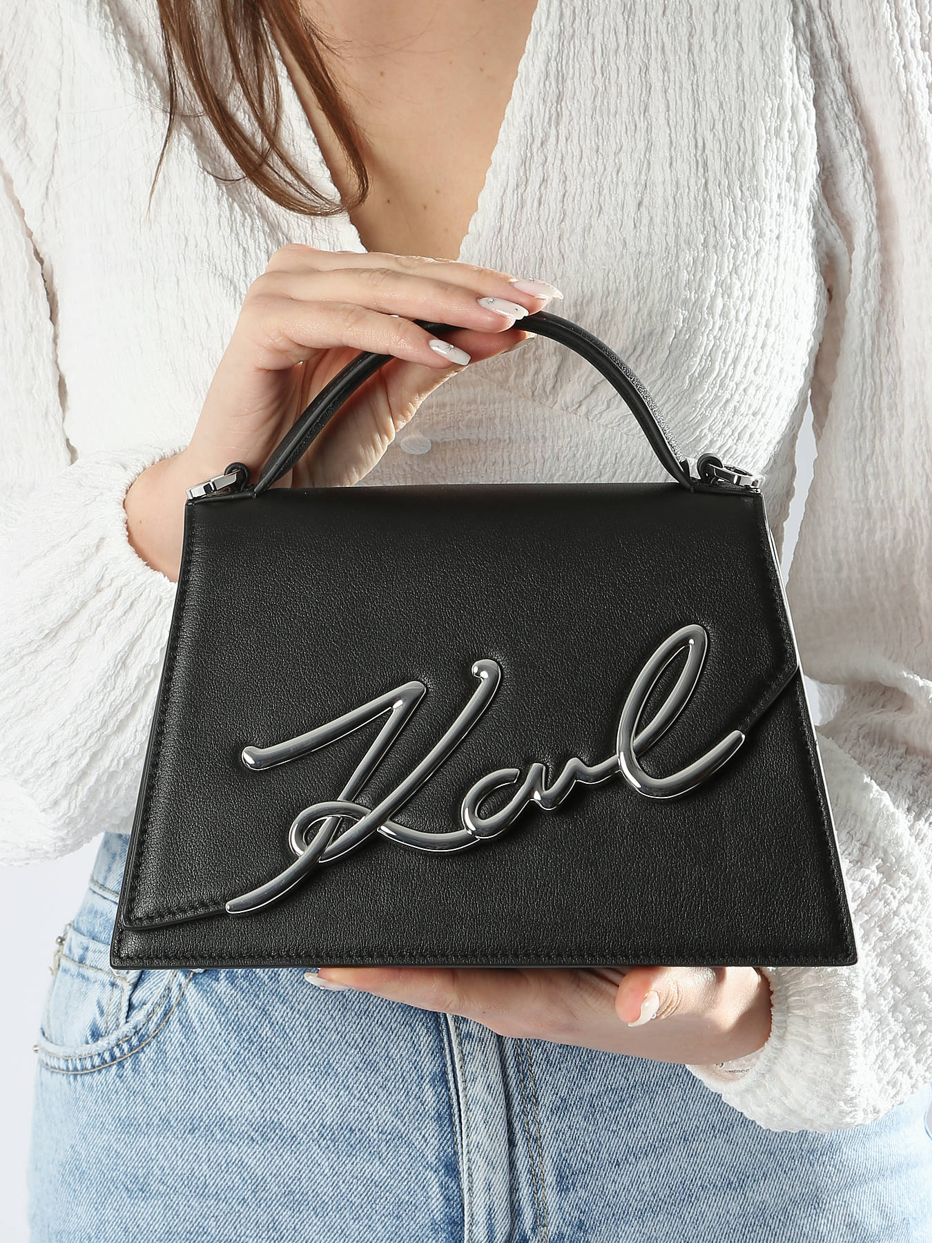 Sac bandoulire K signature cuir KARL LAGERFELD