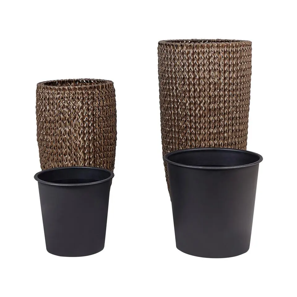CEDRUS - Bloempot set van 2 - Bruin - PE rotan