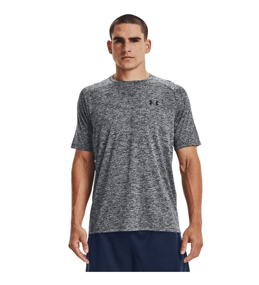 Camiseta de manga curta Under Armour UA Tech 2.0, preta e cinza.