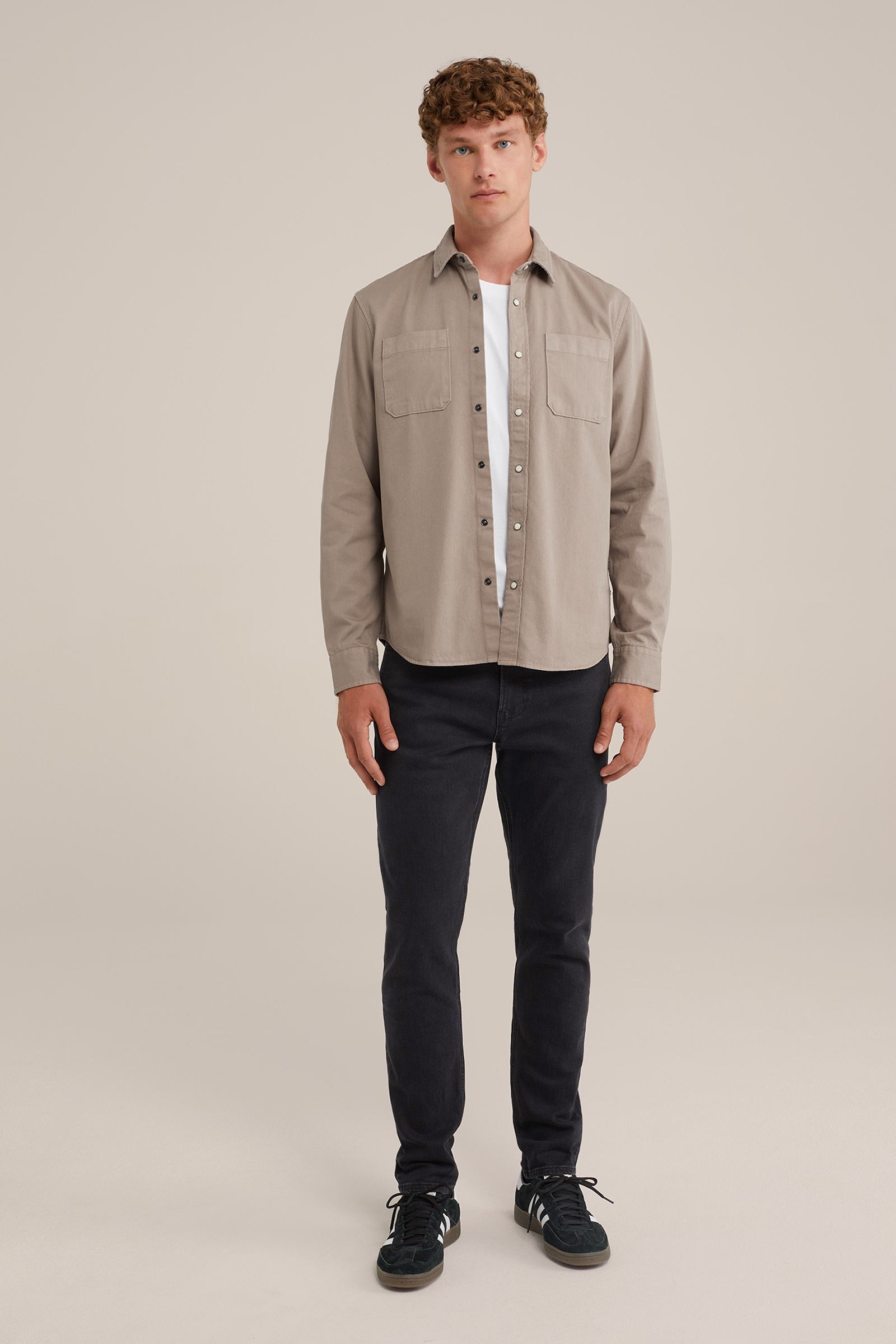 katoenen denim overhemd Blue Ridge Beige