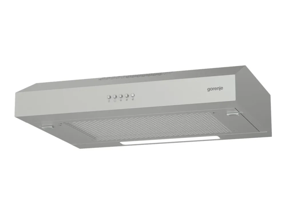 Gorenje Essential WHU629ES/S - Hætte - standard - bredde: 59.6 cm - dybde: 46.8 cm - udtrækning og recirkulation (-) - sølv