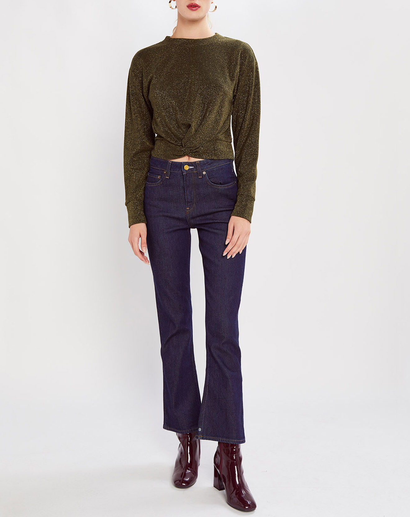 Scotch & Soda Jean Taille haute Crop Boot bleu foncé