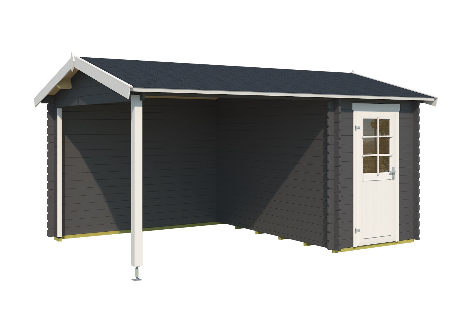 Gartenhaus WIBO - carbongrau - Fichte massiv - 425/144x300 cm