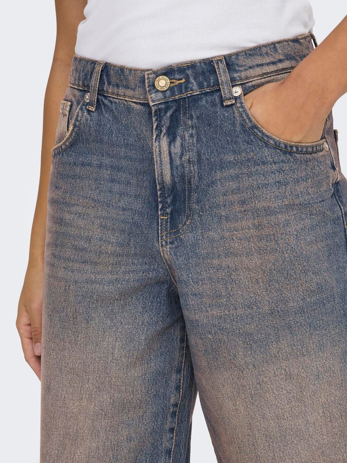 ONLWATTS Mittlere Taille Boyfriend Schnitt Jeans Dark Blue Denim
