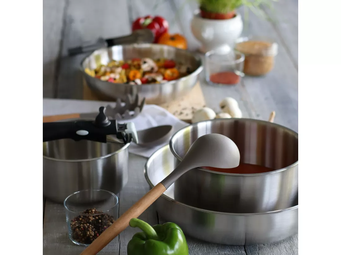Menastyl - Set 4 Casseroles Iris En Acier Inoxydable+poignee Induction 16/18 Et 20cm