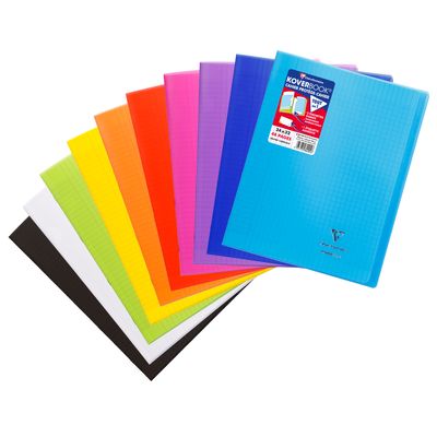 Clairefontaine Koverbook - Cahier polypro 24 x 32 cm - 48 pages - grands carreaux (Seyes) - disponible dans différentes couleurs