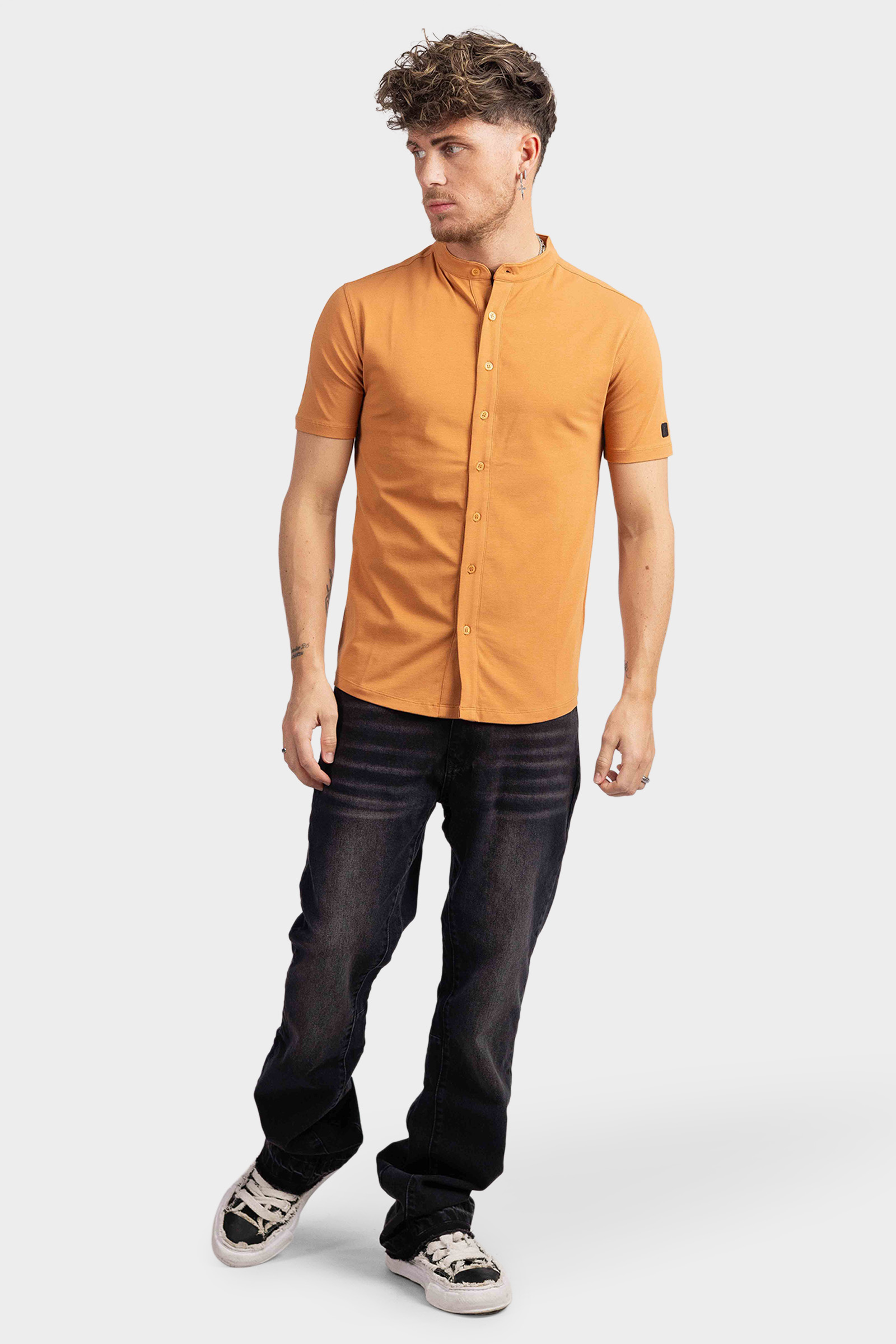 AB Lifestyle Button Up Short-Sleeve Polo Heren Oranje