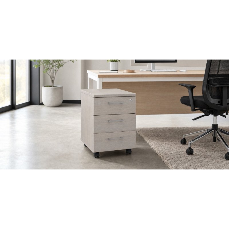 Caisson mobile bois ECLA 3 tiroirs - extraction totale avec soft closing