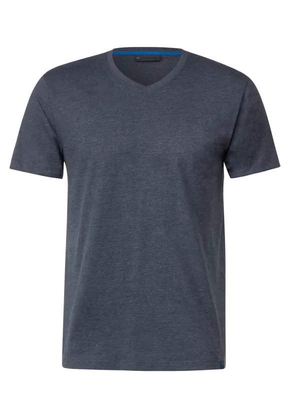 Basic V-Neck  T-Shirt - dark night blue melange