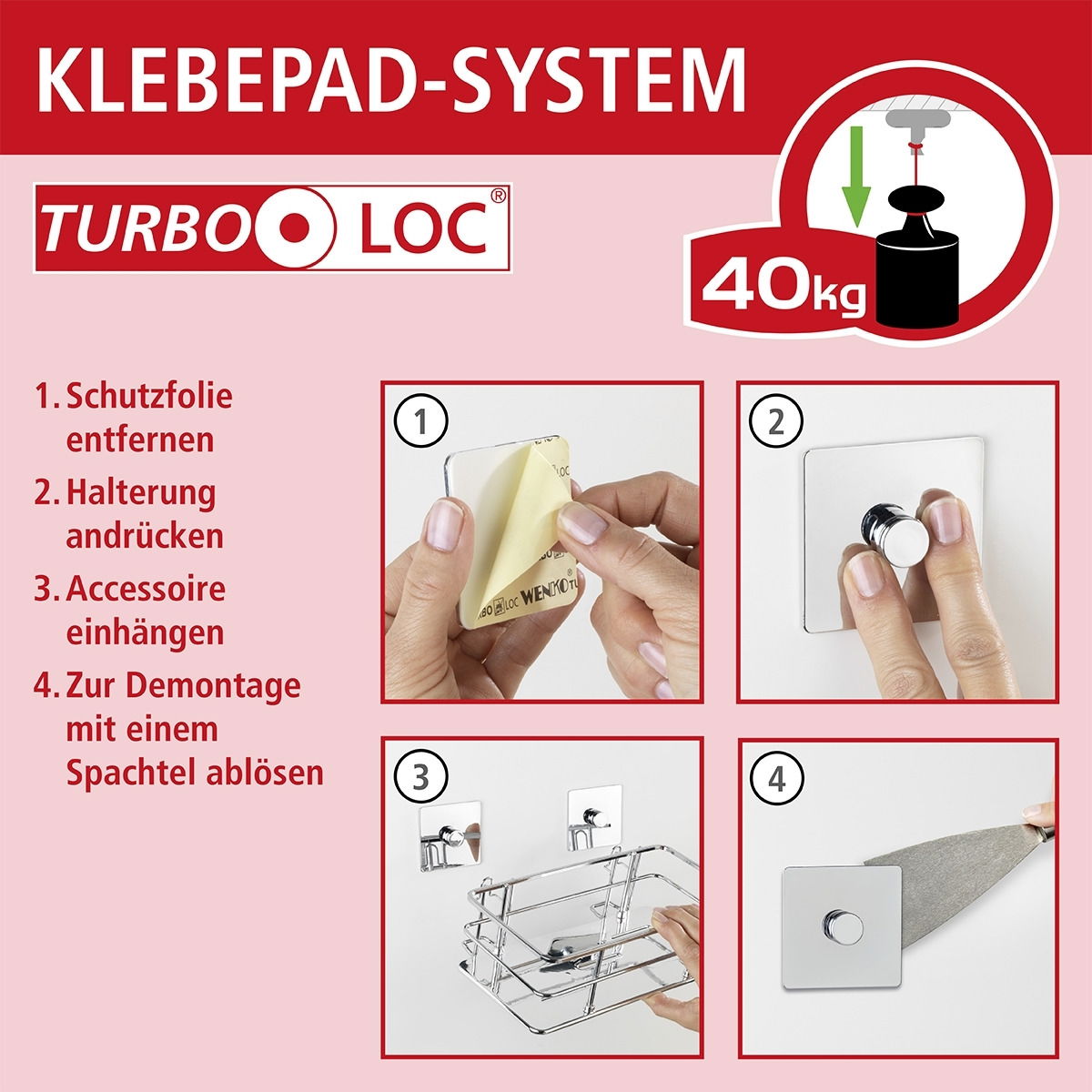 Wenko Turbo-Loc® Hakenleiste mit 8 Haken GALA