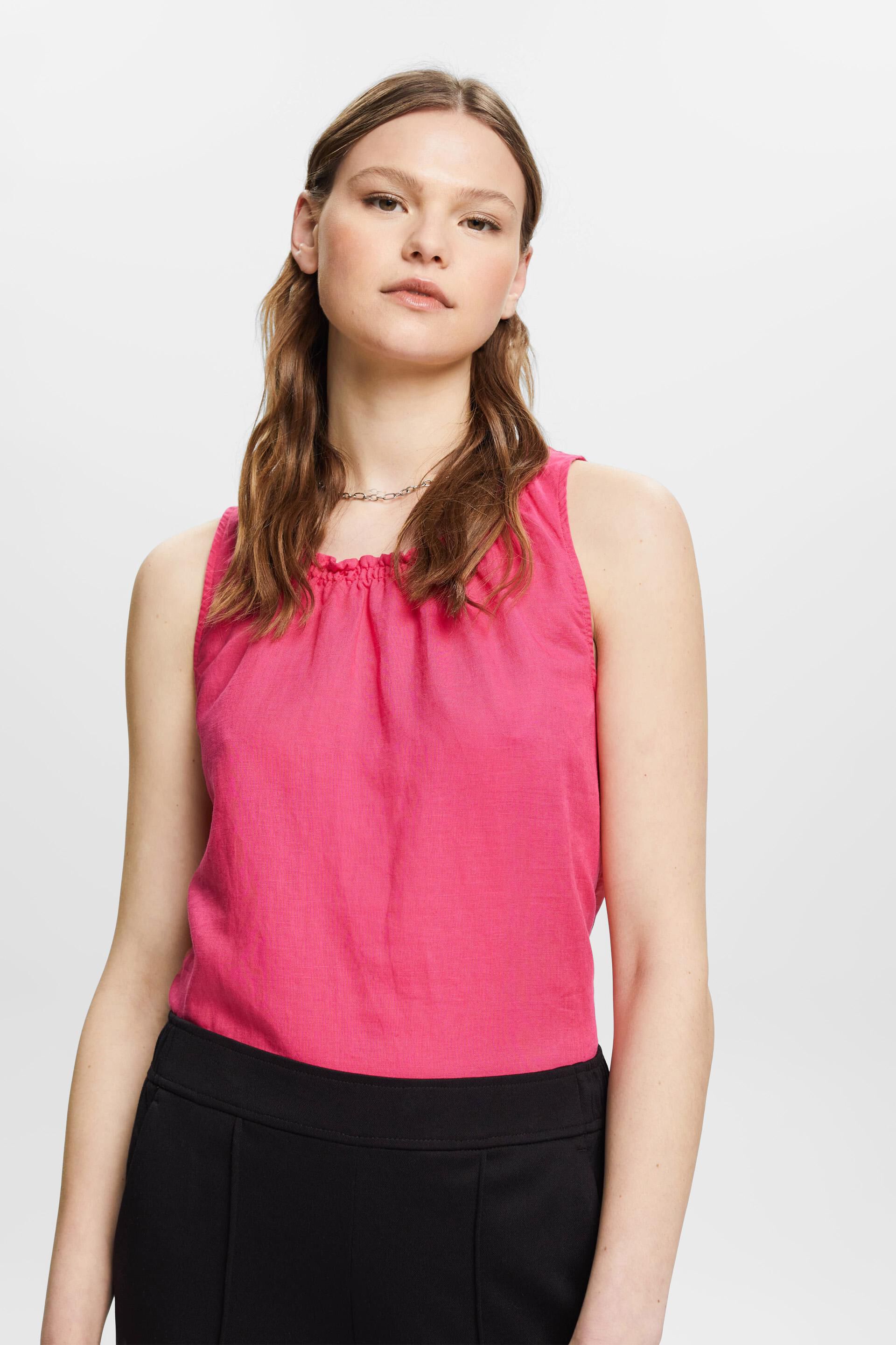 Blouse sans manches en lin mélangé