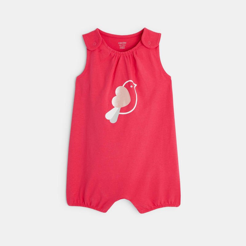 Combi courte oiseau et cœur rose bébé fille Rose