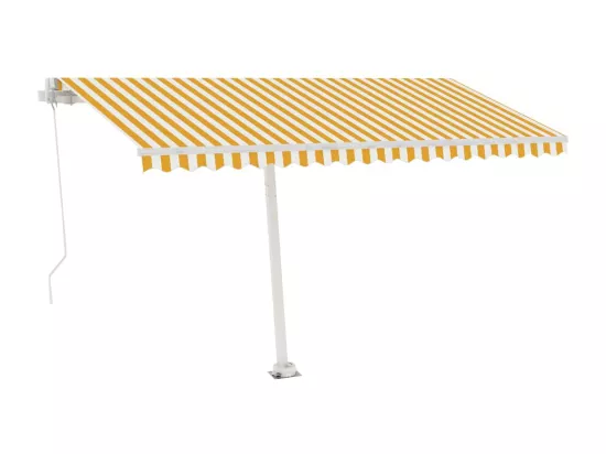 Auvent manuel rétractable avec LED 400x300 cm Jaune et blanc