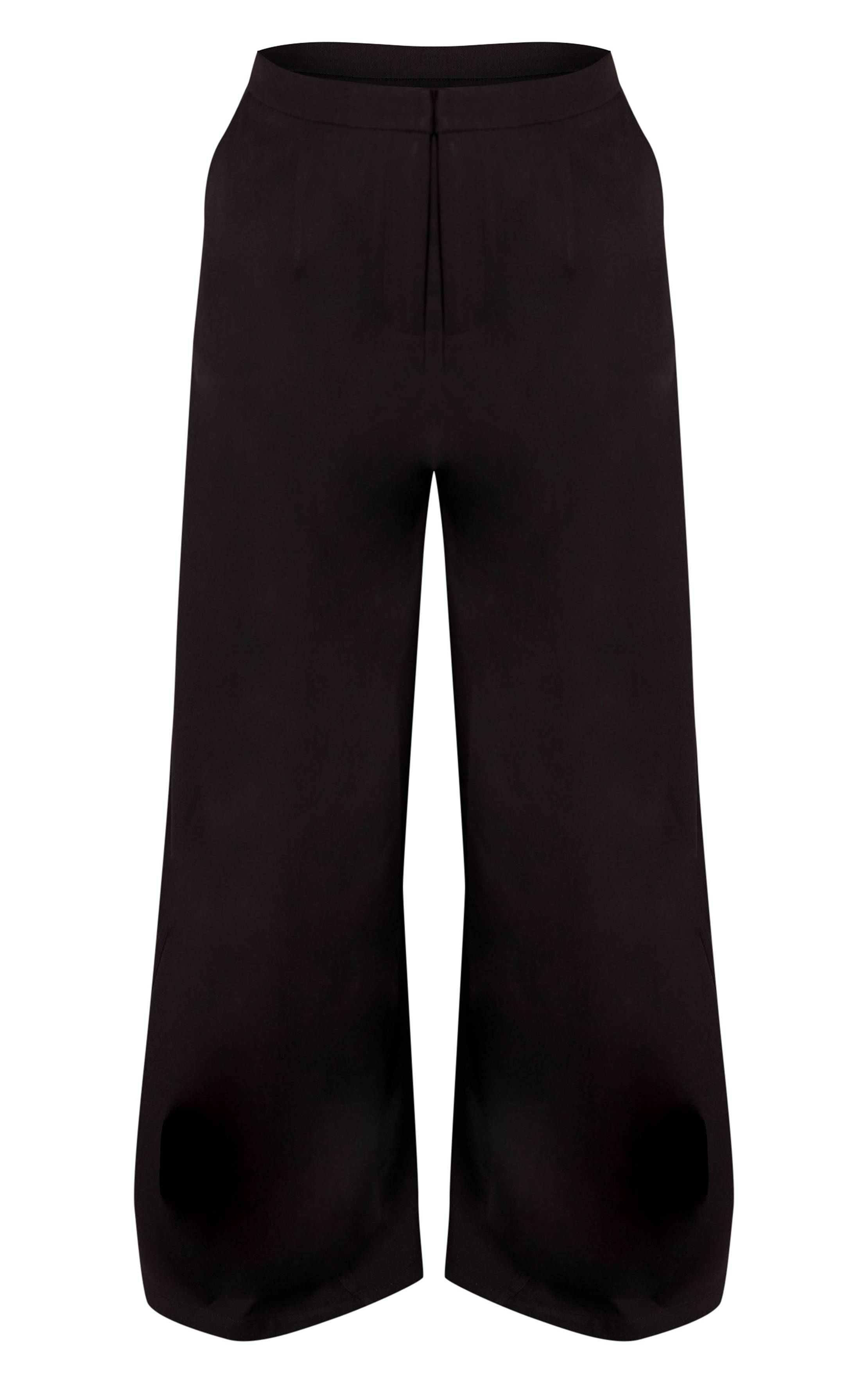 Noir Pantalon Large Tissé Grande Taille Ensemble Coordonné