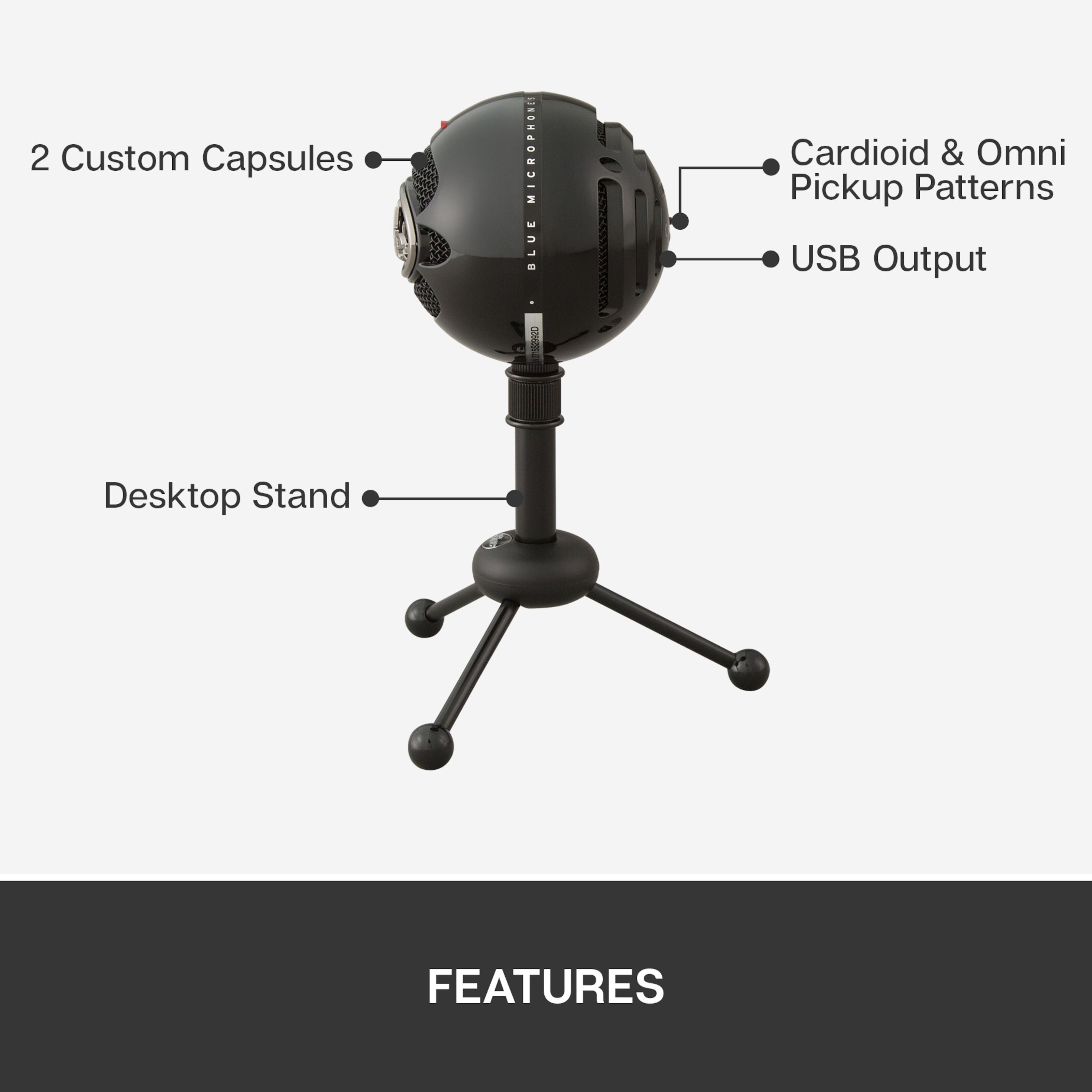 Logitech C Blue Snowball USB-stereomikrofon Svart