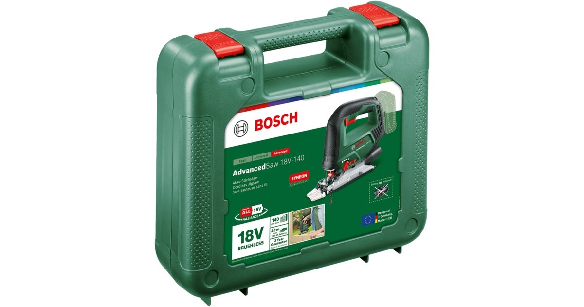 BoschAccudecoupeerzaag AdvancedSaw 18V-140  (Groen, POWER FOR ALL ALLIANCE, Accu en oplader niet inbegrepen)