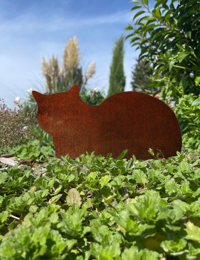 Lot 3 chats métal acier corten à planter