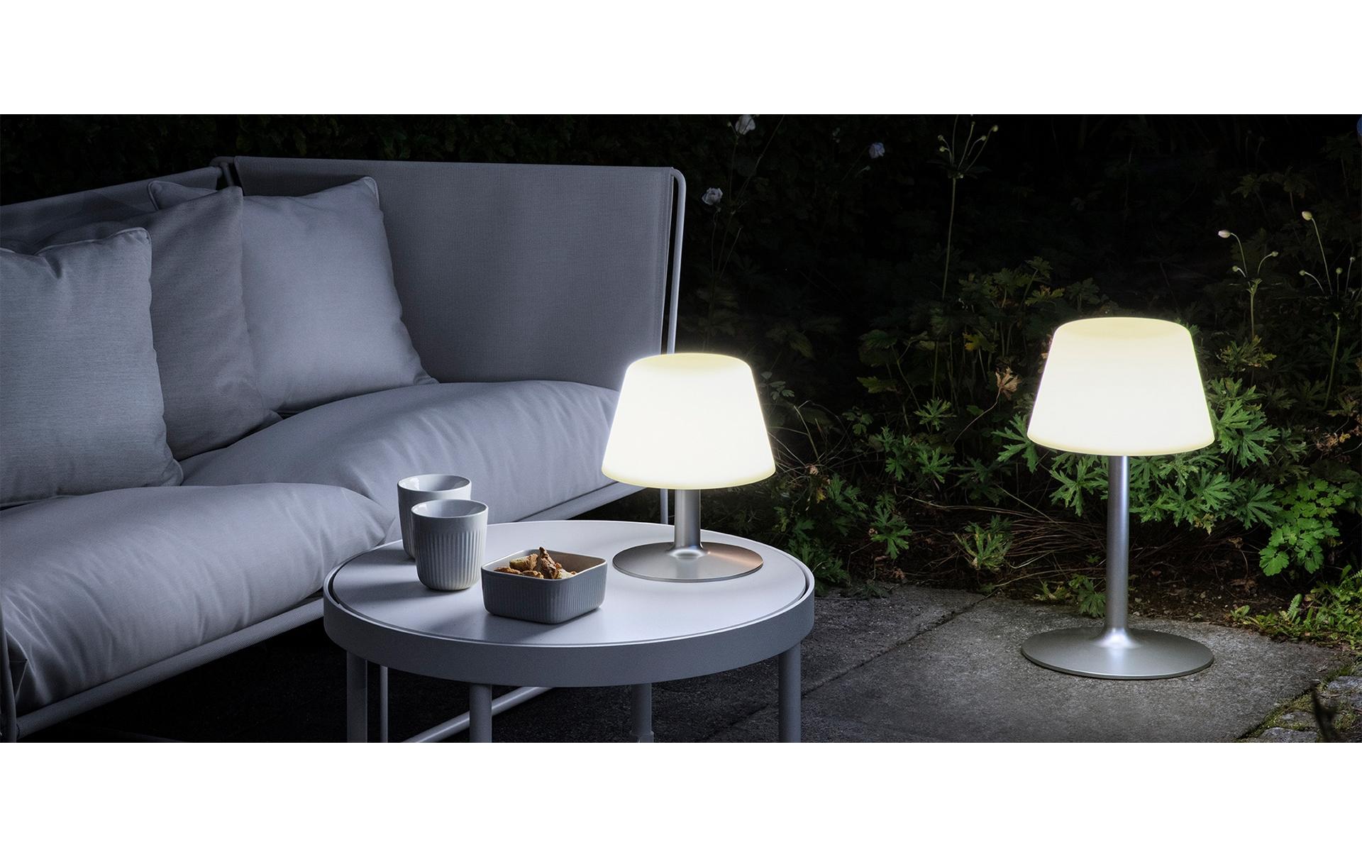 Tischleuchte SunLight Lounge Weiss matt/ SilberSonnenbetriebene Lampe